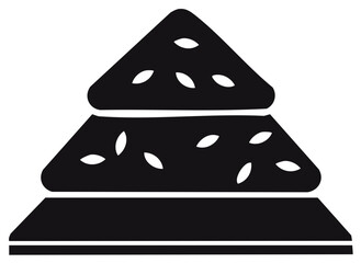Black and White Illustration of a Tiered Pastry with Seed Decorations