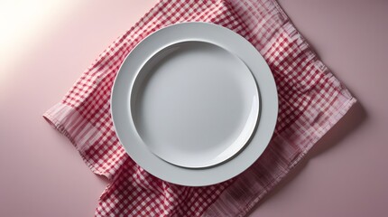 Minimalist Food Photography Background with Plate and Pink Gradient