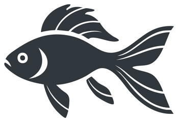 Obraz premium Stylized Dark Grey Fish Icon Vector Illustration Aquatic Animal Graphic Design Element