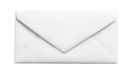 Crisp white envelope against a for sending mail or invitations on transparent background