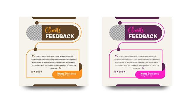2 Unique  Creative Social Media Client Testimonial Square Templates  with Customer Success Story and Clean Minimalist Branding