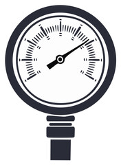 Simple Pressure Gauge Illustration with Needle and Increments Measuring Unit