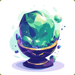 Vector illustration of a glowing blue crystal cluster with sparkles, sharp facets, isolated on a white background