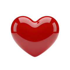 Detailed three dimensional glossy red heart icon symbolizing love health romance and affection on transparent background