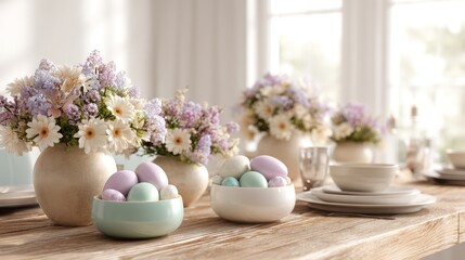 Elegant Easter table copy space