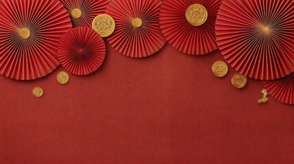 Chinese New Year fans on red