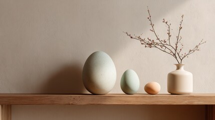 Minimal Easter interior with copy space
