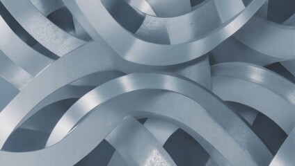 Abstract, interwoven, flowing ribbons in shades of cool grey, creating a layered, textured pattern