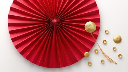 Chinese New Year red paper fan