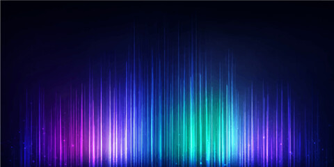 Abstract colorful rainbow background featuring bright vector lines and a digital spectrum wave pattern to create a glowing music equalizer wallpaper design with motion energy © alien