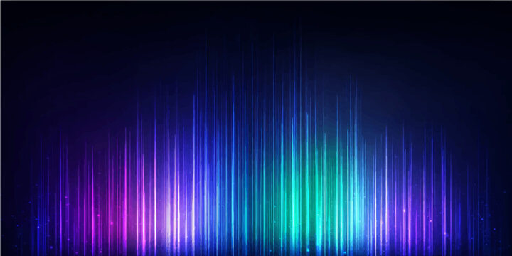 Abstract colorful rainbow background featuring bright vector lines and a digital spectrum wave pattern to create a glowing music equalizer wallpaper design with motion energy