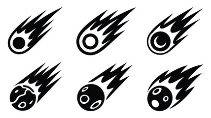 Six black and white depicting comets or meteors in various stages of flight space astronomy celestial © Creativedesign29