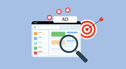 Digital Advertising Target Marketing SEO Analytics Vector Illustration