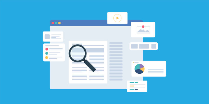 SEO Analytics and Data Research Web Dashboard UI UX Vector Illustration