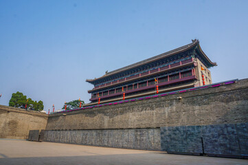 Fototapeta premium Historic Chinese City Wall with Traditional Architecture