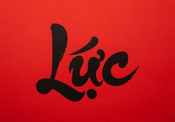 Vibrant Vietnamese Calligraphy of the Word 'L?c' (Strength) on a Textured Red Background