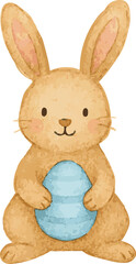 Obraz premium Vector watercolor illustration of an easter bunny