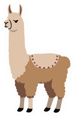 Minimal vector sticker of a llama standing, soft rounded shape, clean outline, flat minimalist style, white background, sustainable brand friendly 1