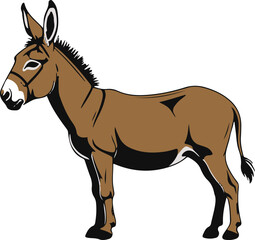 Minimalist vector sticker of a donkey side view, sturdy proportions, clean outline, flat design, white background, work ethic branding illustration1