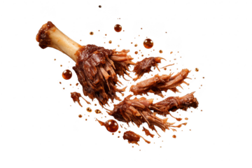 Delicious Slow Cooked Pulled Pork Shank with Transparent Background Cutout