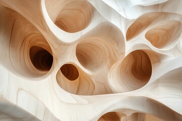 Abstract organic flowing shapes background for branding, wallpaper and web design in warm beige neutral tones, modern minimal design, natural texture composition