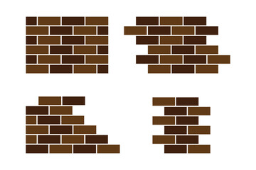 Brick Wall Silhouette . Construction Pattern Illustration.