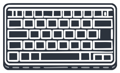 Stylized Vector Illustration of a Computer Keyboard Device with Many Keys