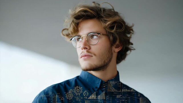An industrial engineer profile double-exposed with blueprints, gears, and digital schematics, representing precision engineering, planning, and technical expertise. cinematic color correction,