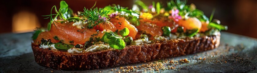 A delicious, healthy, and appetizing open-faced sandwich