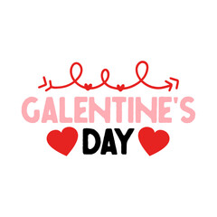 Galentine's Day valentine typography text on plain white transparent isolated background for card, shirt, hoodie, sweatshirt, apparel, tag, mug, icon, poster or badge