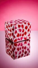 Gift box with peanut jam design and jelly seal on cream background