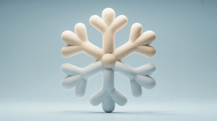 Obraz premium Abstract snowflake form with polished white finish and radial symmetry, floating in a minimal blue environment that enhances its wintry aesthetic.