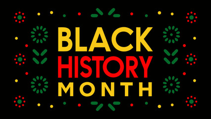 Vibrant black history month illustration with colorful floral patterns and bold
