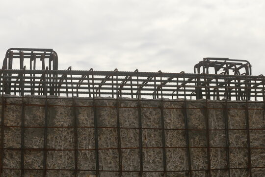 Reinforced Concrete Bridge Pier Under Construction