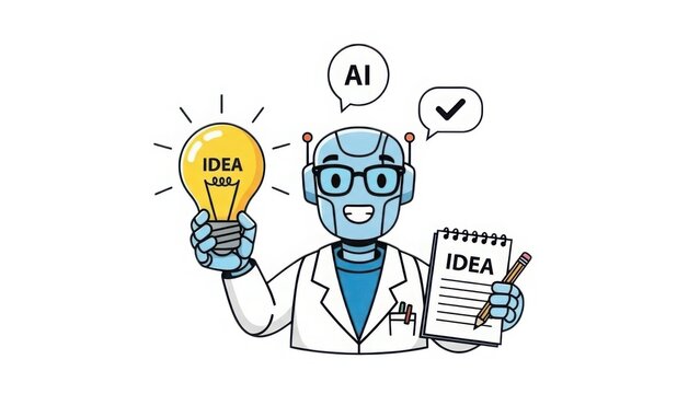 Creative ai idea robot isolated on transparent background isolated on white background