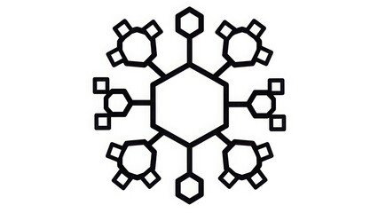 Complex network node isolated on transparent background isolated on white background