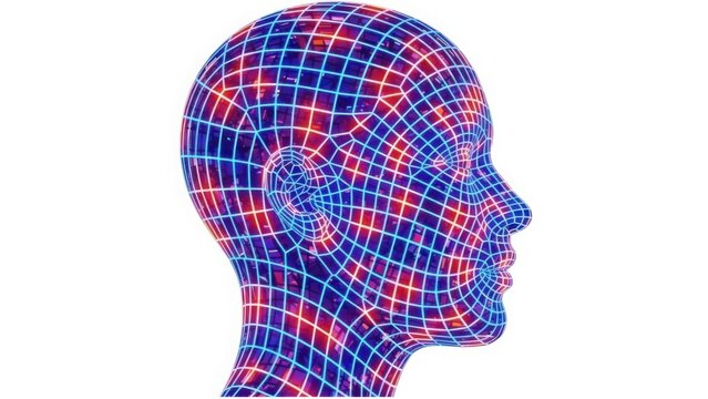 Wireframe head isolated on transparent background isolated on white background - Powered by Adobe