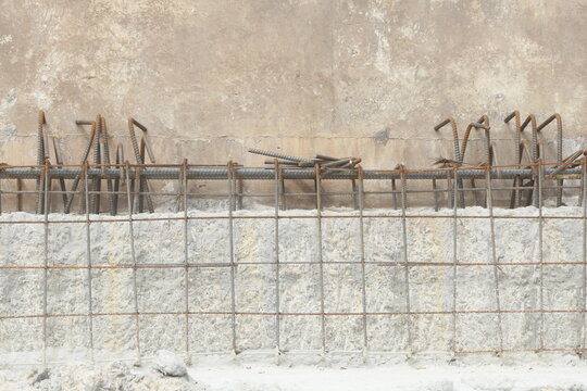 Reinforced Concrete Bridge Pier Under Construction