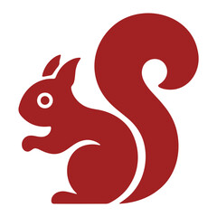 A red squirrel icon in a modern flat design style with a white background