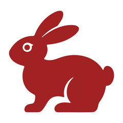 A minimalist red rabbit silhouette vector graphic on a white background