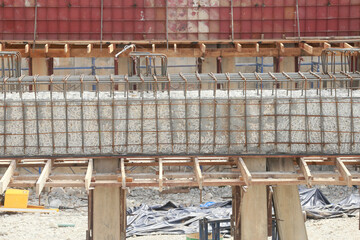 Reinforced Concrete Bridge Pier Under Construction
