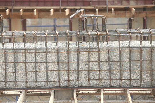 Reinforced Concrete Bridge Pier Under Construction