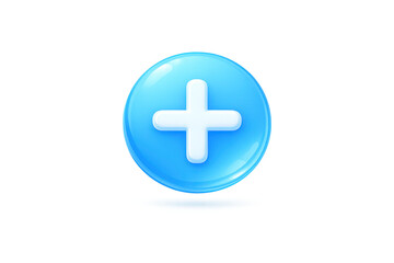 Obraz premium Blue plus sign icon, round button on transparent background image.