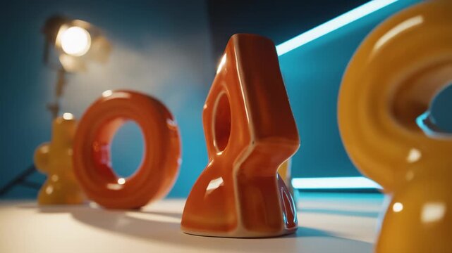 Arrangement of Colorful Abstract Shapes on a White Surface