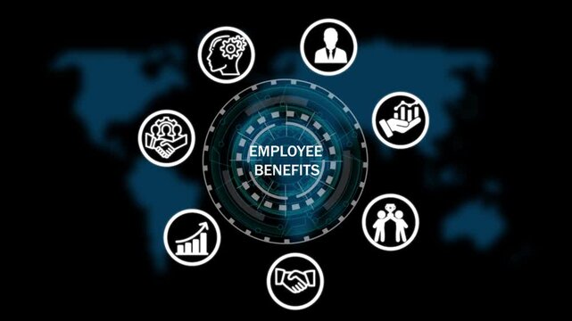 employee benefits Return on investment financial growth concept. Business, Technology, Internet and network concept ,Abstract technology symbols on a blue background.