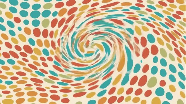 Abstract geometric pattern of colorful dots in a wavy perspective