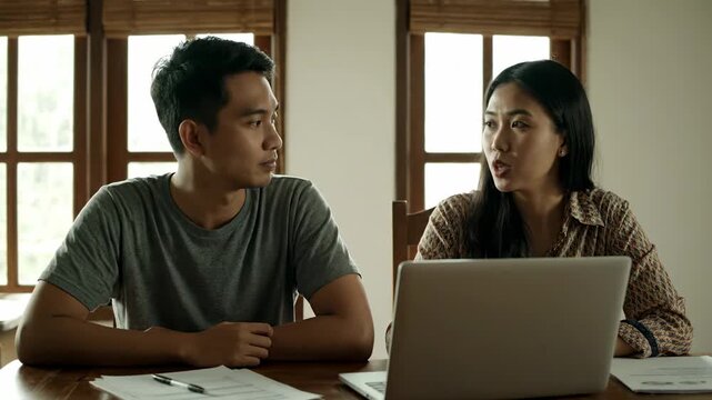 Young Couple Discussing Family Budget and Future Planning