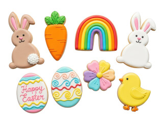 Fototapeta premium Easter themed decorations isolated on transparent background