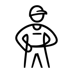 Símbolo de trabajo industrial. Dibujo de trazo único de un hombre con ropa de trabajo © teracreonte