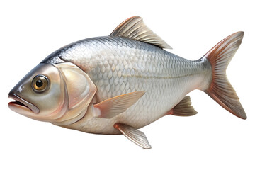 Obraz premium Realistic silver fish with orange fins on black background
